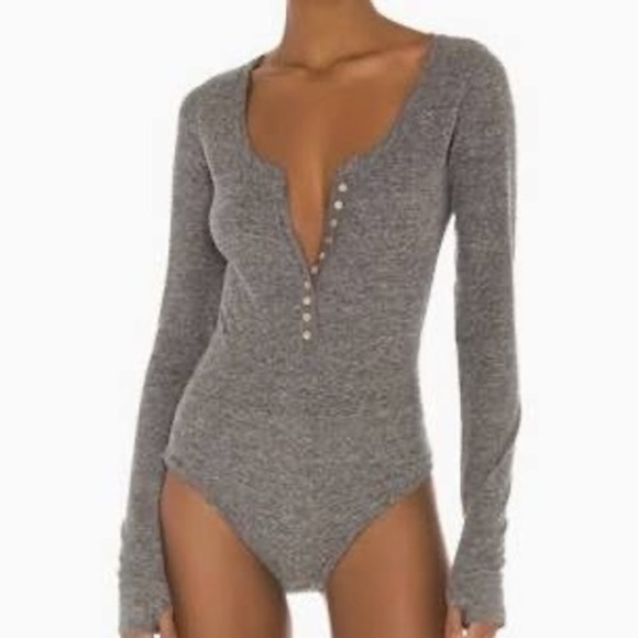 Free People Intimately Tops - Free People Intimately Dylan Henley Thermal Long Sleeve Bodysuit Grey Small NWOT